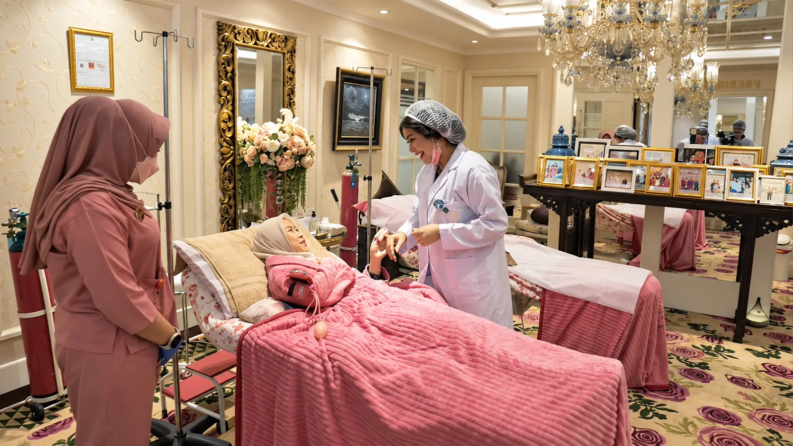 Deby Vinski attending a patient in a treatment room