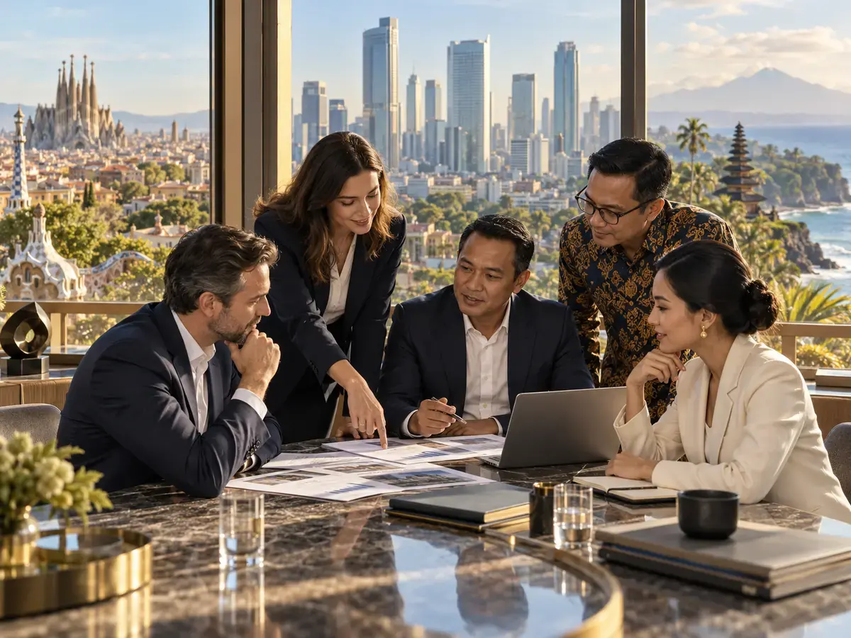 European and Indonesian business leaders developing a joint international project
