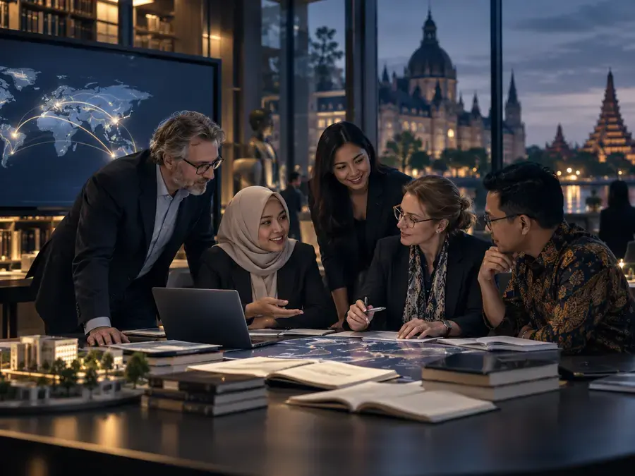 European and Indonesian university teams sharing knowledge