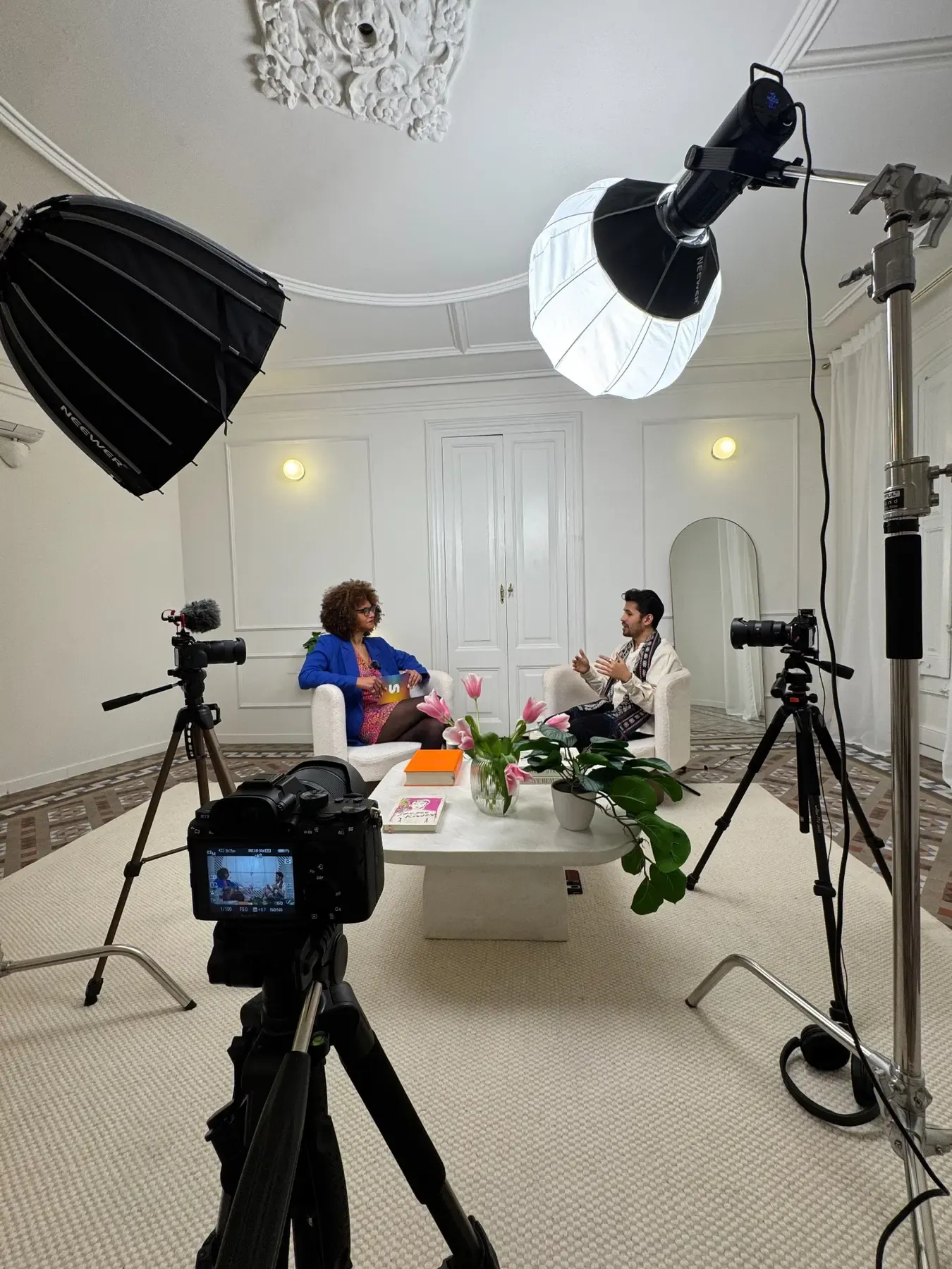 Audiovisual interview being recorded in Barcelona